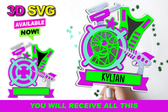 Download Laser Tag Cake Topper 3D SVG - 3d svg Collection