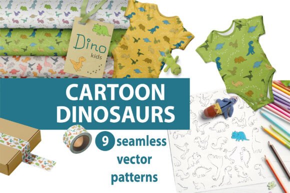 Download Cute DINOSAURS Seamless Vector Patterns - Premium Resources