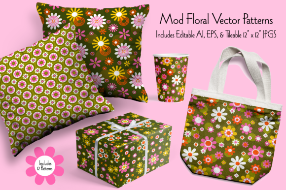 Download Mod Floral Seamless Vector Patterns - Vector patterns Collection