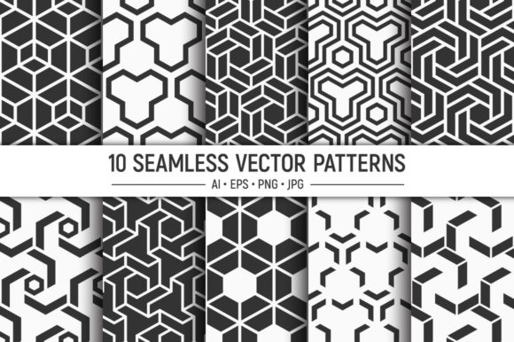 Download 10 Seamless Geometric Vector Patterns - Vector patterns Collection